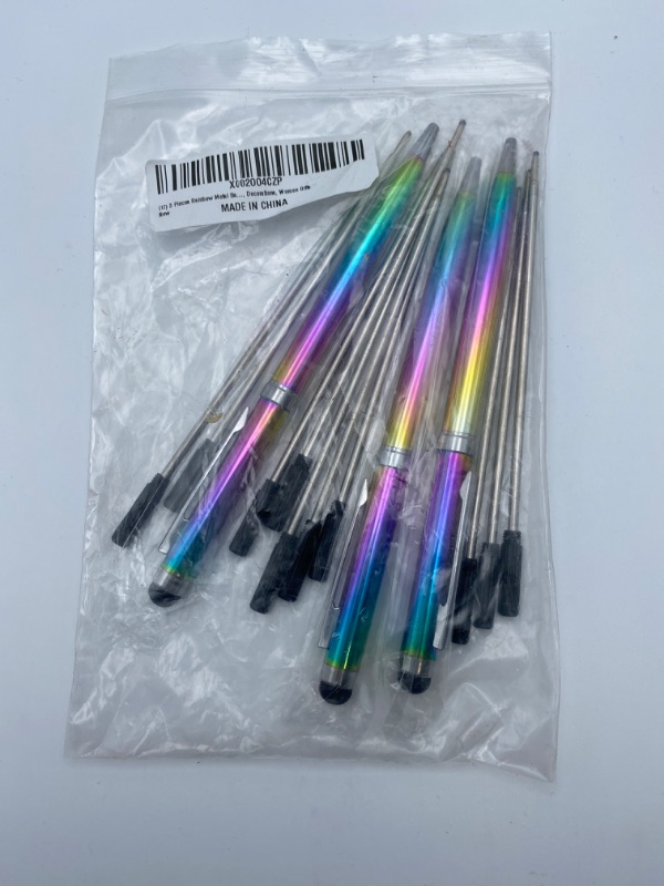 Photo 5 of 3 Pieces Rainbow Metal Ballpoint Pen Retractable Metal Crystal Pens Creative Signature Pens Cute Ballpoint Pens with 10 Pcs Replacement Refills for Office Supplies, Decorations, Women Gifts New
