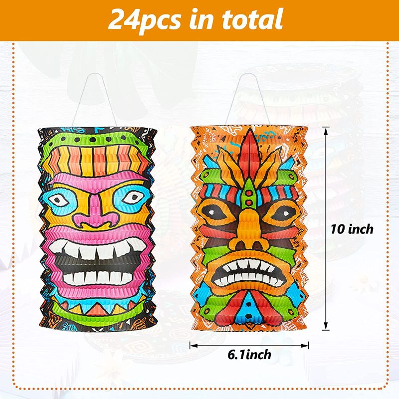 Photo 2 of Hawaii Party Decorations Paper Lanterns Luau Tropical Hanging Supplies Lanterns for Birthday Outdoor Party Baby Shower Home Decoration (10 x 6.1 Inch, 6) New