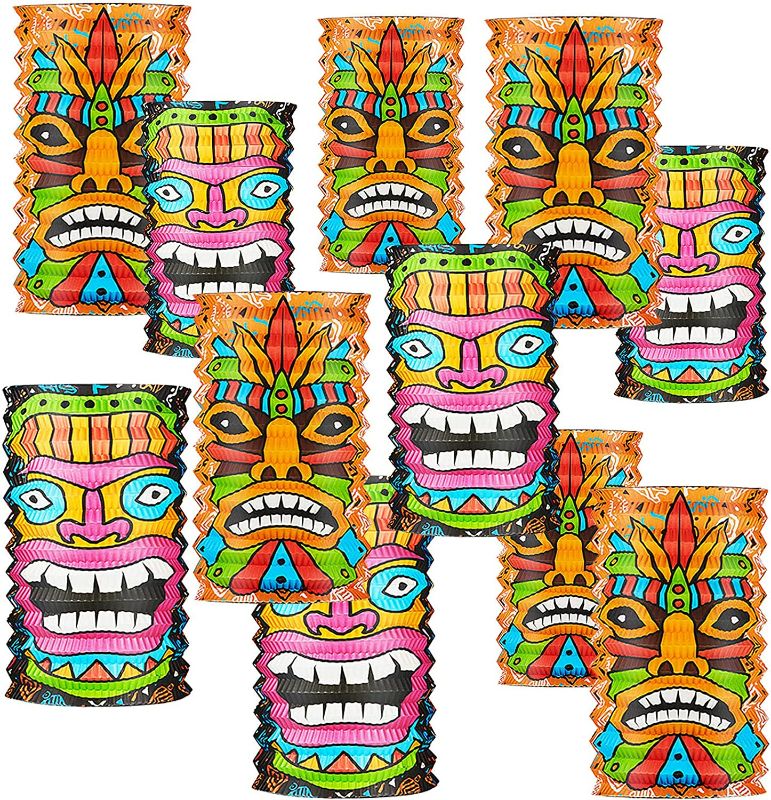 Photo 1 of Hawaii Party Decorations Paper Lanterns Luau Tropical Hanging Supplies Lanterns for Birthday Outdoor Party Baby Shower Home Decoration (10 x 6.1 Inch, 6) New