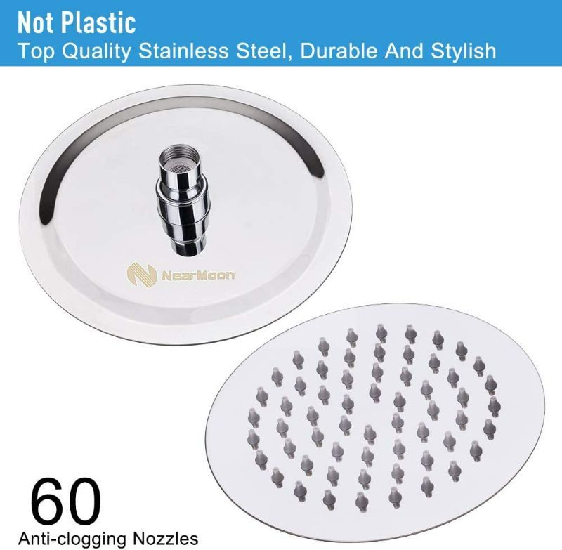 Photo 1 of High Pressure Shower Head, 6 Inch Rain Showerhead, Ultra-Thin Design-Best Pressure Boosting-Awesome Shower Experience, NearMoon High Flow Stainless Steel Rainfall Shower Head (Chrome Finish) New