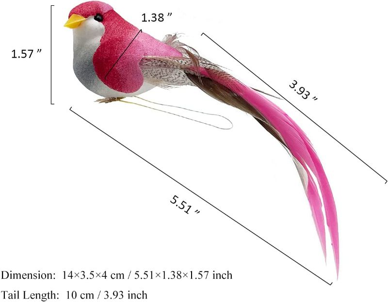 Photo 1 of 12pcs Artificial Simulation Foam Birds Mini Colorful Assorted Feather Birds for Christmas Decoration Craft Home Ornaments Garden Wedding Decor Embellishing 12cm/4.72inch with Claw