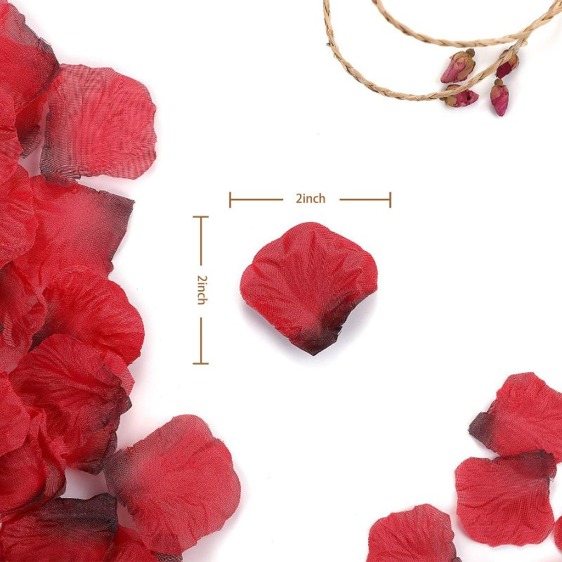 Photo 2 of 2000 PCS Dark Red Silk Rose Petals Artificial Flower Wedding Party Flower Decoration for Romantic Night Valentine Day (Dark Red, 2000 pcs) New