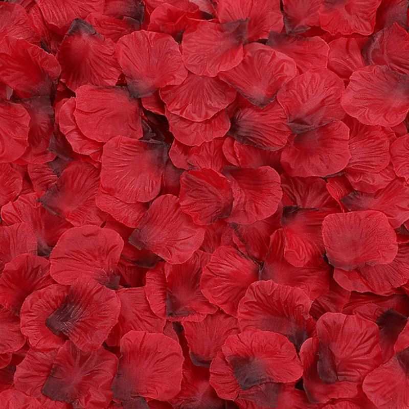 Photo 3 of 2000 PCS Dark Red Silk Rose Petals Artificial Flower Wedding Party Flower Decoration for Romantic Night Valentine Day (Dark Red, 2000 pcs) New