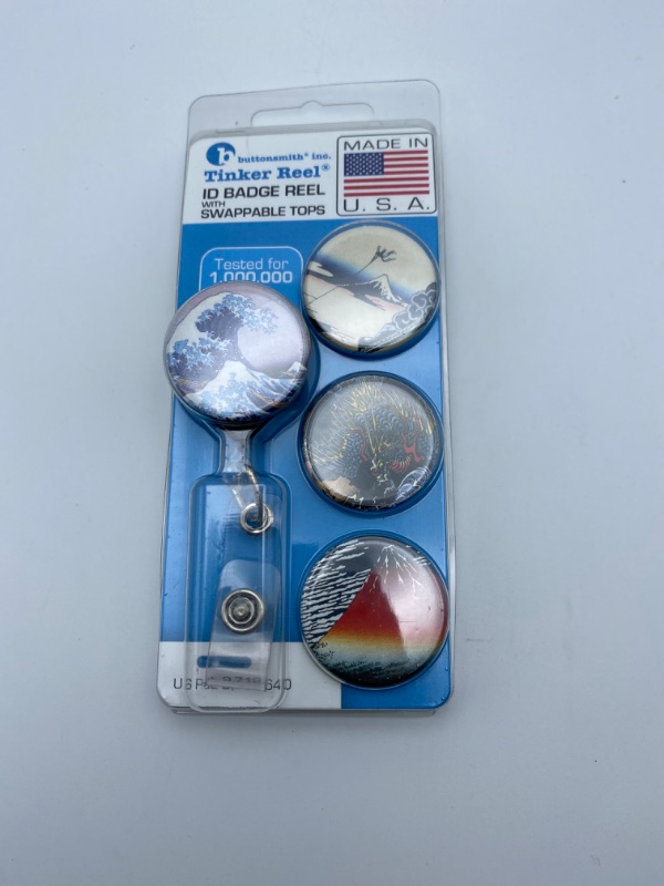 Photo 4 of Buttonsmith Hokusai Tinker Reel Retractable Badge Reel - with Alligator Clip and Extra-Long 36 inch Standard Duty Cord - Made in The USA New