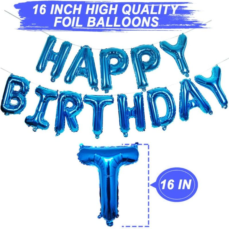Photo 2 of Blue Happy Birthday Balloon Banner White And Blue Confetti Balloons for Boy Birthday Party Decorations New
