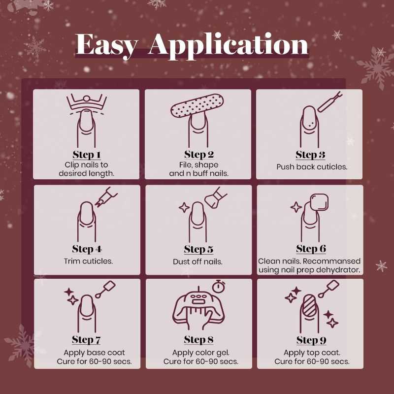 Photo 1 of Beetles 6 Pcs Burgundy Red Gel Nail Polish Starter Kit with 48W U V LED Light Base Gel Matte Top Coat Gel Nail Kit, Soak Off Nude Grays Gel Polish Christmas Decorations New Year‘s Nail Gifts for Women New