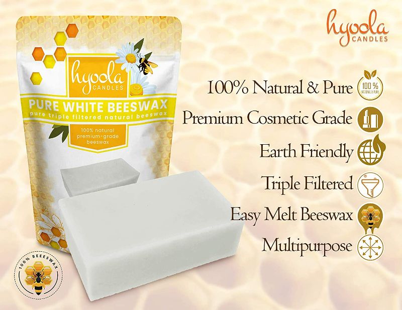 Photo 1 of Hyoola White Beeswax Block- 100% Natural - Premium Cosmetic Grade - Pure Beeswax Bars - 1 Pound - Triple Filtered Easy Melt Bees Wax Sticks
