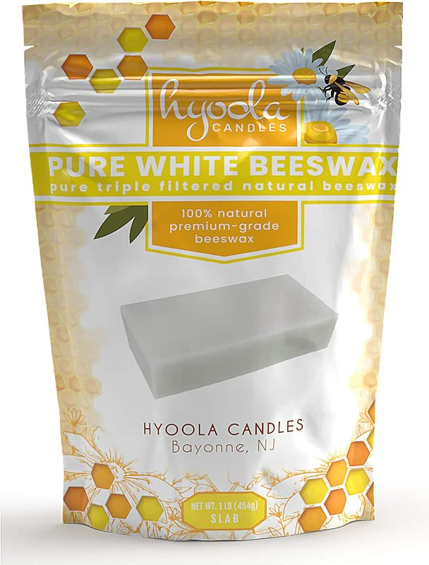 Photo 1 of Hyoola White Beeswax Block- 100% Natural - Premium Cosmetic Grade - Pure Beeswax Bars - 1 Pound - Triple Filtered Easy Melt Bees Wax Sticks