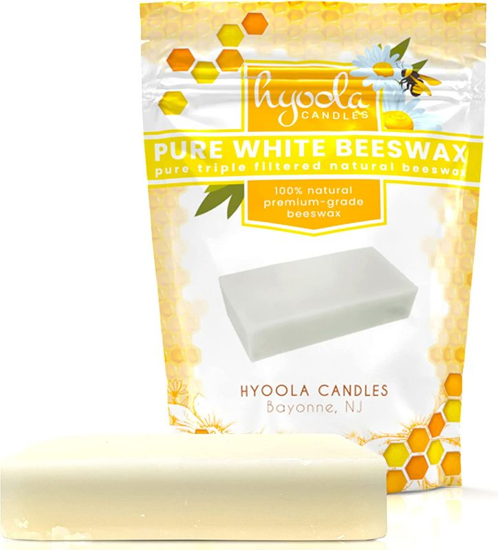 Photo 1 of Hyoola White Beeswax Block- 100% Natural - Premium Cosmetic Grade - Pure Beeswax Bars - 1 Pound - Triple Filtered Easy Melt Bees Wax Sticks
