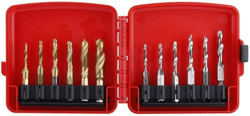 Photo 1 of Maxmartt Metric Tap,Thread Tap, M3-M10 Hex Shank Titanium Plated HSS Screw Thread Metric Inch Tap Drill Bits 12pcs