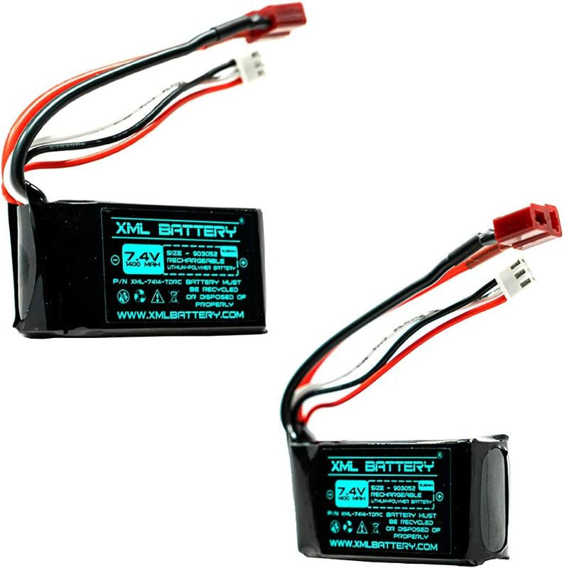 Photo 1 of (2 Pack) XML Battery 7.4v 1400mAh Li-po A959-B A969-B A979-B K929-B 2401 Wltoys for 1/18 RC Car Battery 12402 12403 12404 12423 12428 New