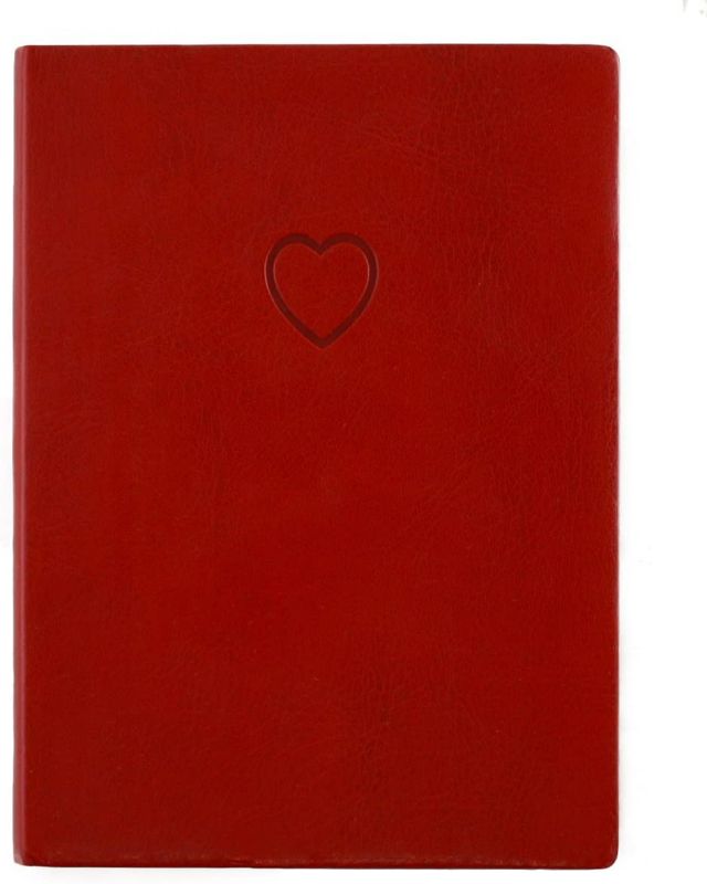 Photo 1 of Eccolo Red Embossed Heart Writing Journal Notebook, 256 Lined Pages, Flexible Faux Leather Cover, 5-x-7-inch New