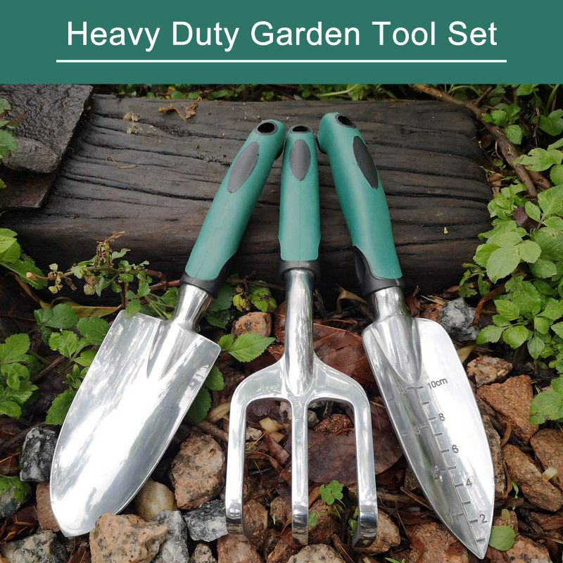 Photo 2 of FANHAO Garden Tools Set, 3 Piece Heavy Duty Gardening Tools Cast Aluminum with Soft Rubberized Non-Slip Handle, Durable Garden Hand Tools Garden Gifts for Men Women