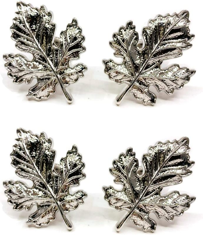 Photo 2 of HozYi ZTie Maple Leaves Drawer knobs for Natural Home Decorations Cabinet Knobs Farmhouse Decor Dresser Pulls Handles Housewarming Gift (Silver (Set of 4 pcs) ) New