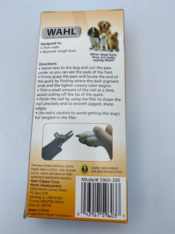 Photo 7 of Wahl EZ-Nail Rotary Filer & Nail Clipper for Dogs, Cats, & House Pets - Model 5960-300 New