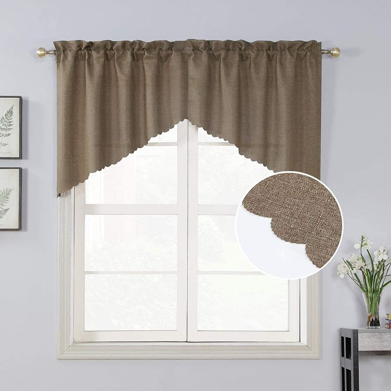 Photo 1 of Rama Rose Faux Linen Swag Valance for Privacy, Breathable Farmhouse Bedroom Drapes with Rod Pocket Bedroom(2 Panels, Each Panel 36" W x 36" L, Taupe) New
