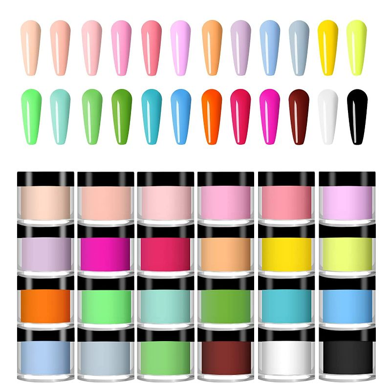 Photo 1 of NAUXIU 24 Colors Acrylic Nail Powder Set, Colored Acrylic Powder for Nails DIY Art Design 3D Manicure Extension Gifts for Women and Girls New