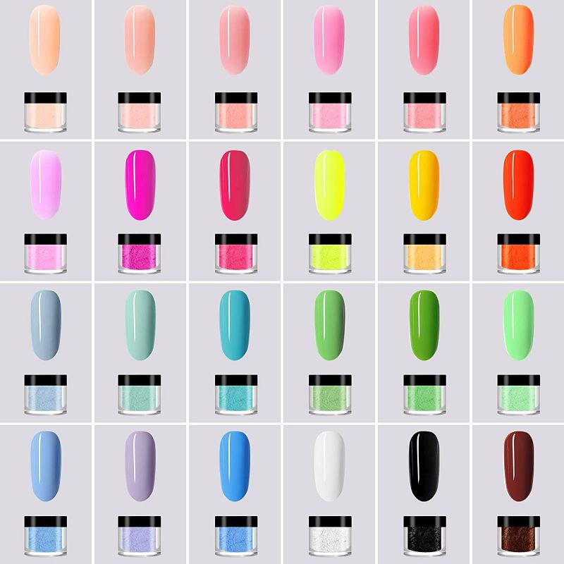 Photo 2 of NAUXIU 24 Colors Acrylic Nail Powder Set, Colored Acrylic Powder for Nails DIY Art Design 3D Manicure Extension Gifts for Women and Girls New