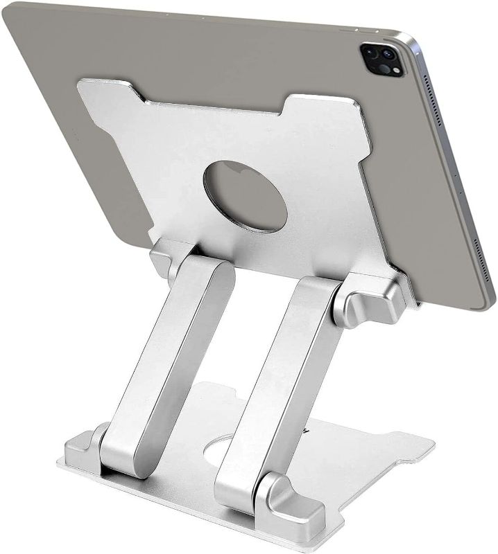 Photo 1 of KABCON Quality Tablet Stand,Adjustable Foldable Eye-Level Aluminum Solid Up to 13.5-in Tablets Holder for Microsoft Surface Series Tablets,iPad Series,Samsung Galaxy Tabs,Amazon Kindle Fire,Etc.Silver New