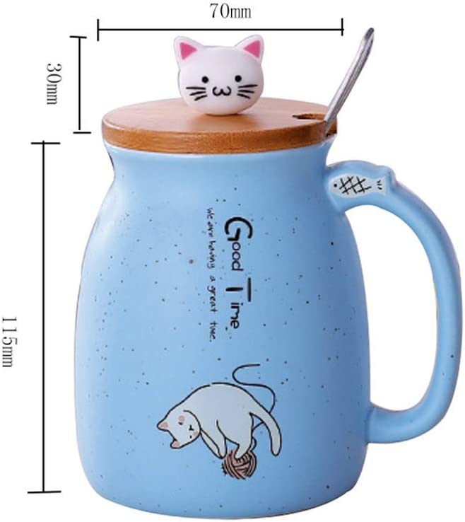 Photo 2 of Godagoda New Sesame cat Heat-Resistant Cup Color Cartoon with lid Cup Kitten Milk Coffee Ceramic Mug Children Cup Office Gifts 420ML