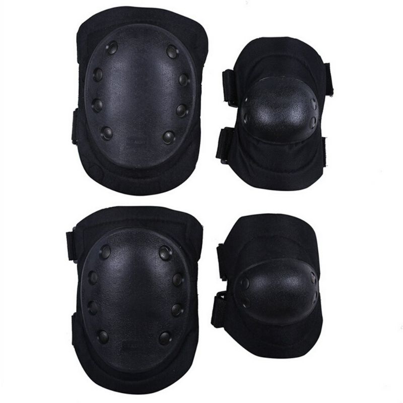 Photo 2 of Military Tactical Knee Pad Elbow Pad Set,Airsoft Knee Elbow Protective Pads Combat Paintall Skate Outdoor Sports Safety Guard Gear (2*Knee Pad and 2*Elbow Pad )-Black New