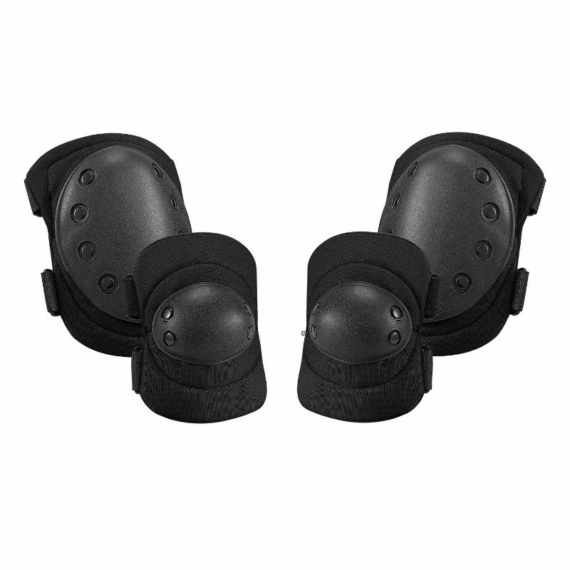 Photo 1 of Military Tactical Knee Pad Elbow Pad Set,Airsoft Knee Elbow Protective Pads Combat Paintall Skate Outdoor Sports Safety Guard Gear (2*Knee Pad and 2*Elbow Pad )-Black New