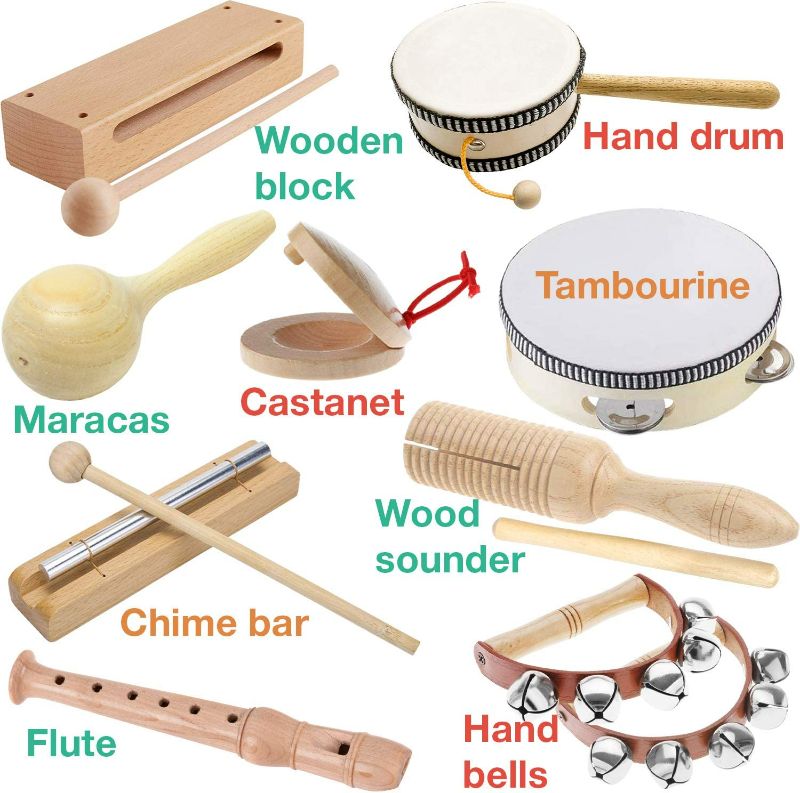 Photo 2 of Stoie’s International Wooden Music Set, Percussion Kids Musical Instruments, Montessori Unique Play Toddler Musical Instruments for Kids Ages 3, 5, 9, 12- Baby Musical Toys, Baby Musical Instruments New