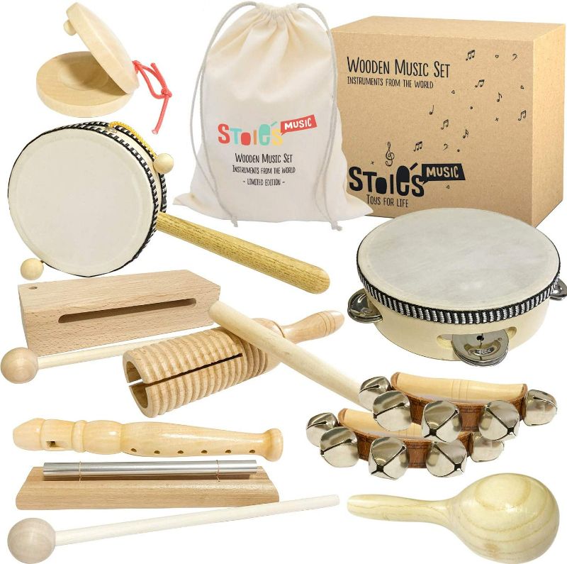 Photo 1 of Stoie’s International Wooden Music Set, Percussion Kids Musical Instruments, Montessori Unique Play Toddler Musical Instruments for Kids Ages 3, 5, 9, 12- Baby Musical Toys, Baby Musical Instruments New