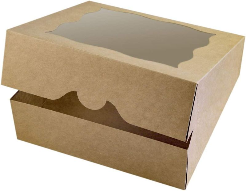 Photo 1 of 15-Pack 10"x10"x3"Brown Bakery Boxes with PVC Window for Pie and Cookies Boxes Large Natural Craft Paper Box 10x10x3inch (Brown, 15) New