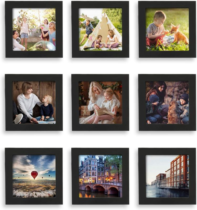 Photo 1 of Home Margo, 4x4 Frames, Black Picture Frame Instagram Photo Collage Frame, Set of 9, 4 Inch Square Small Picture Frames New