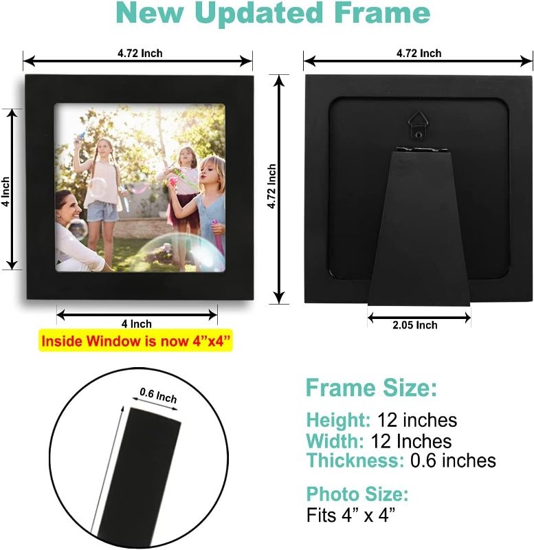 Photo 2 of Home Margo, 4x4 Frames, Black Picture Frame Instagram Photo Collage Frame, Set of 9, 4 Inch Square Small Picture Frames New