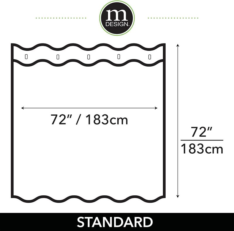 Photo 3 of mDesign Fabric Geometric Shower Curtain - Herringbone Chevron Print with Reinforced Buttonholes for Master/Guest Bathroom - Machine Washable & Water Resistant Curtains - 72" x 72" - Mint Green/White New