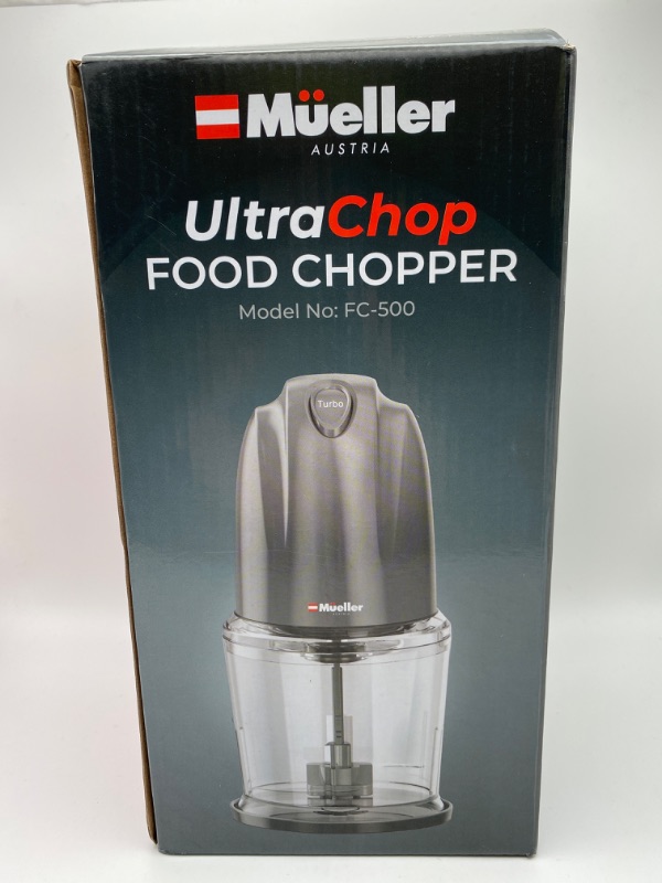 Photo 4 of Mueller Electric Chopper Mini Food Processor for Vegetables, Fruits, Nuts, Meats, and Puree - 2 Stainless Steel Blades & Whisk for Chopping, Blending, Slicing, Whisking, Gray New