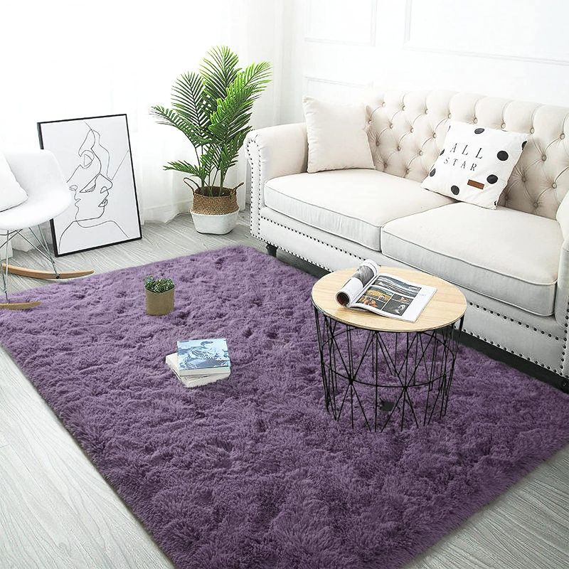 Photo 2 of LOCHAS Ultra Soft Indoor Modern Area Rugs Fluffy Living Room Carpets for Children Bedroom Home Decor Nursery Rug 4x5.3 Feet, Grey Purple New