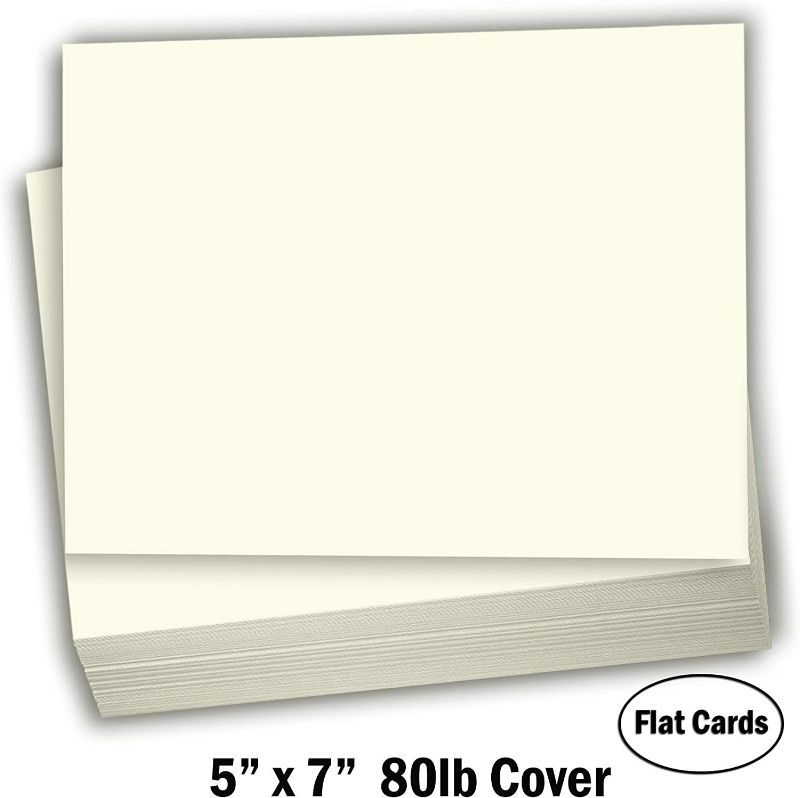 Photo 2 of Hamilco Cream Colored Cardstock Thick Paper - Blank Index Flash Note & Post Cards - Greeting Invitations Stationary - Flat 5 X 7" Heavy Weight 80 lb Card Stock for Printer – 100 Pack New