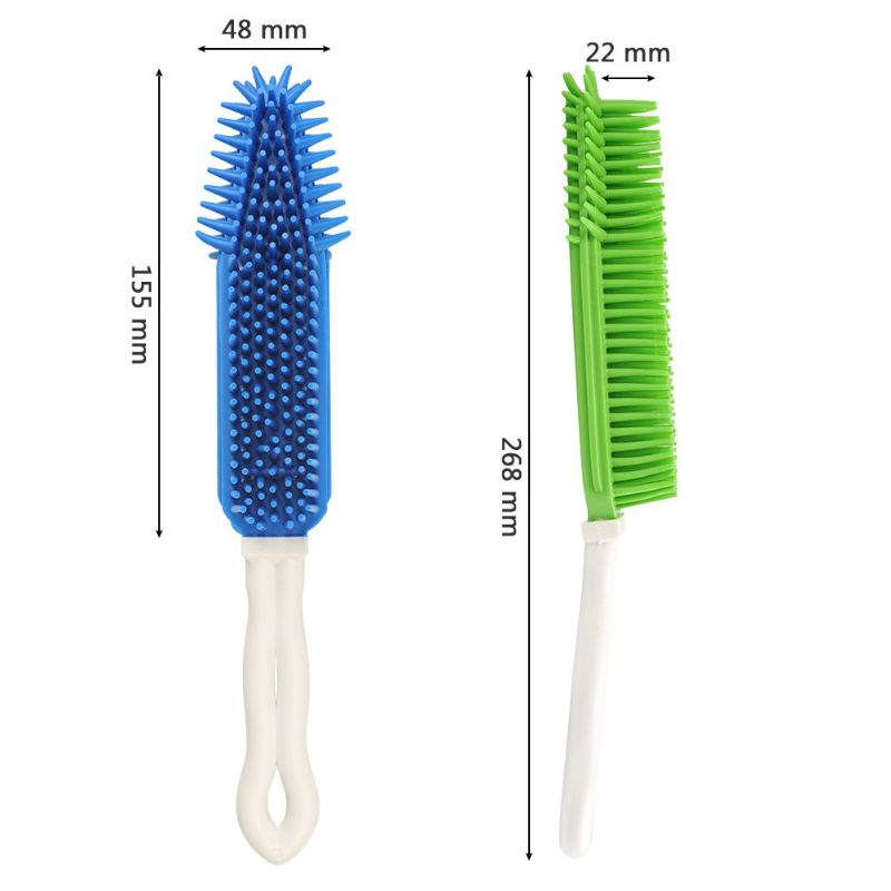 Photo 3 of [2Pcs] Pet Hair Remove Brush, Best Car & Auto Detailing Brush Portable Dogs Cats Hair&Lint Remover Brush Rubber Massage Brush for Furniture, Car Interiors, Carpet (Blue and Green) New