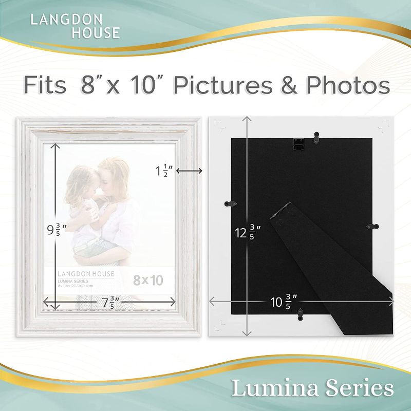 Photo 3 of Langdon House 8x10 Real Wood Picture Frames (Weathered White - Gold Accents, 2 Pack), French Country Style Wooden Photo Frame 8 x 10, Lumina Collection