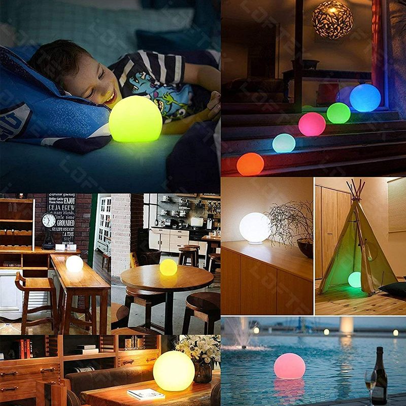 Photo 4 of LOFTEK LED Vibrant Light Ball: 6-inch Nursery Night Light with Remote and Press Control, 16 RGB Color Changing & Dimming Rechargeable, Cordless Portable Floating Pool Lights, Ideal for Kids or Decor New