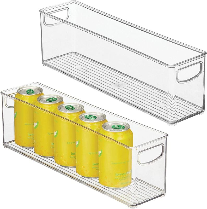 Photo 1 of mDesign Plastic Kitchen Organizer - Storage Holder Bin with Handles for Pantry, Cupboard, Cabinet, Fridge/Freezer, Shelves, and Counter - Holds Canned Food, Snacks, Drinks, and Sauces - 2 Pack - Clear New