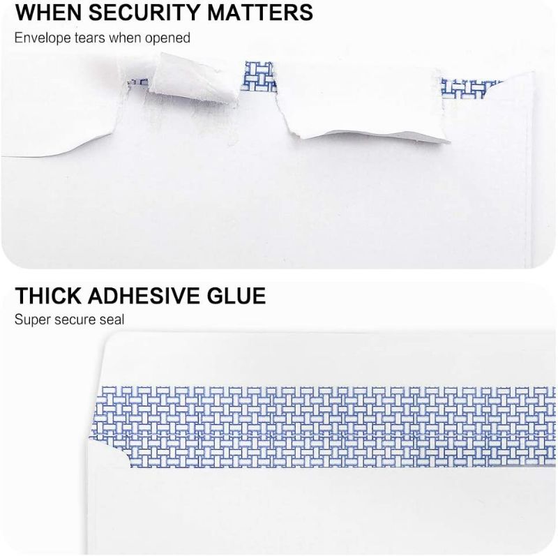 Photo 2 of #10 Security Self-Seal Envelopes, No.10 Windowless Bussiness Envelopes, Security Tinted with Printer Friendly Design - Size 4-1/8 x 9-1/2 Inch - White - 24 LB - 500 Count New