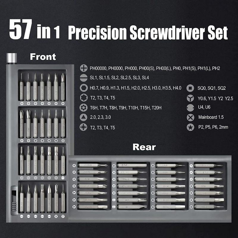 Photo 2 of EZARC Precision Screwdriver Set 57 in 1 Magnetic Driver Bit Mini Pocket Screwdriver Eyeglass Repair Kit with Magnetic Storage Box Small Screwdriver for Electronics Macbook iPhone Watch Eyeglass New