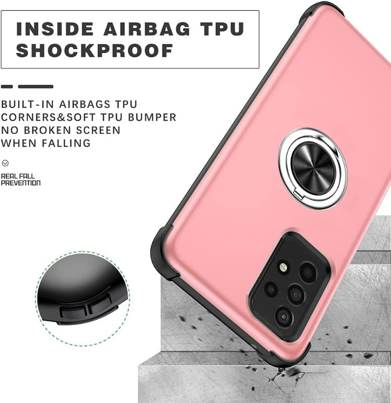 Photo 1 of Samsung Galaxy A72 5G Phone Case with Screen Protector Kickstand Ring Stand Holder for Women Cases sm-a726u a725u a726u 72a s72 4g 5g g5 Cover Heavy Duty Pink New