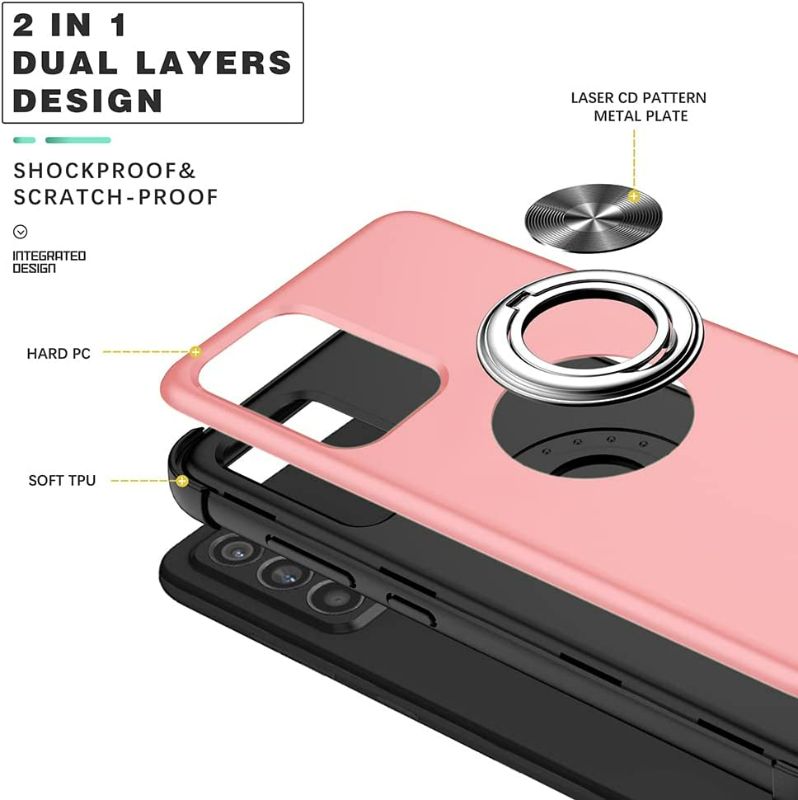 Photo 1 of Samsung Galaxy A72 5G Phone Case with Screen Protector Kickstand Ring Stand Holder for Women Cases sm-a726u a725u a726u 72a s72 4g 5g g5 Cover Heavy Duty Pink New