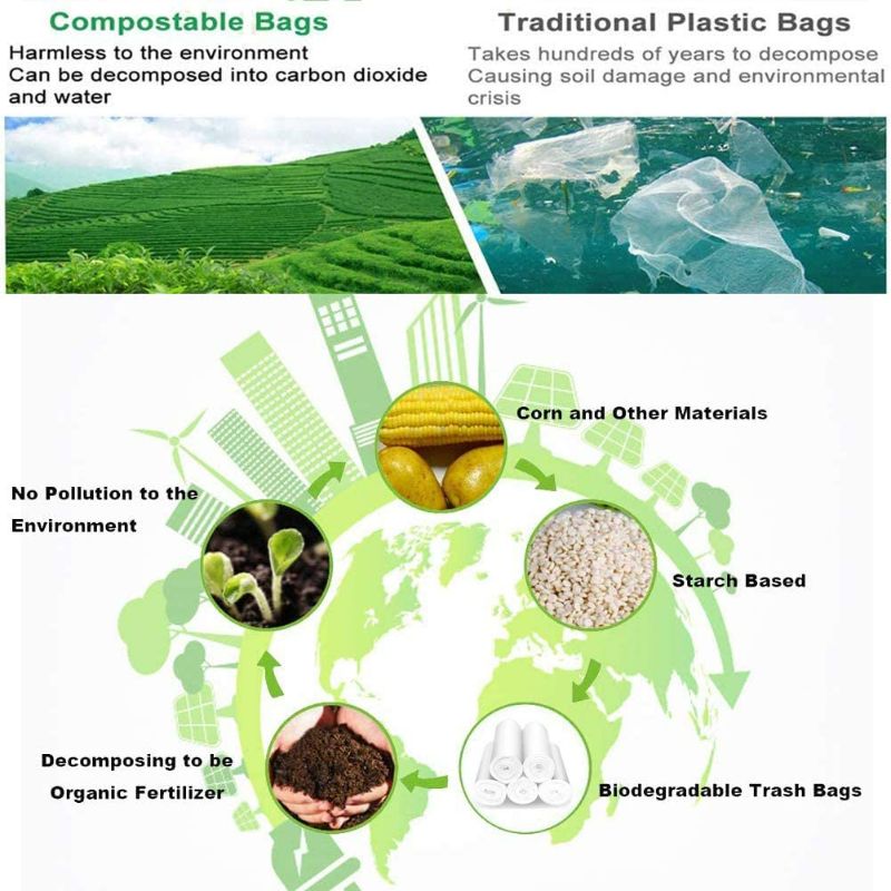 Photo 3 of 6 Gallon Biodegradable Trash Bags 90 Counts Compostable Garbage Bags Wastebasket Trash Can Liners for Office Bathroom Kitchen Waste Home Yard, White