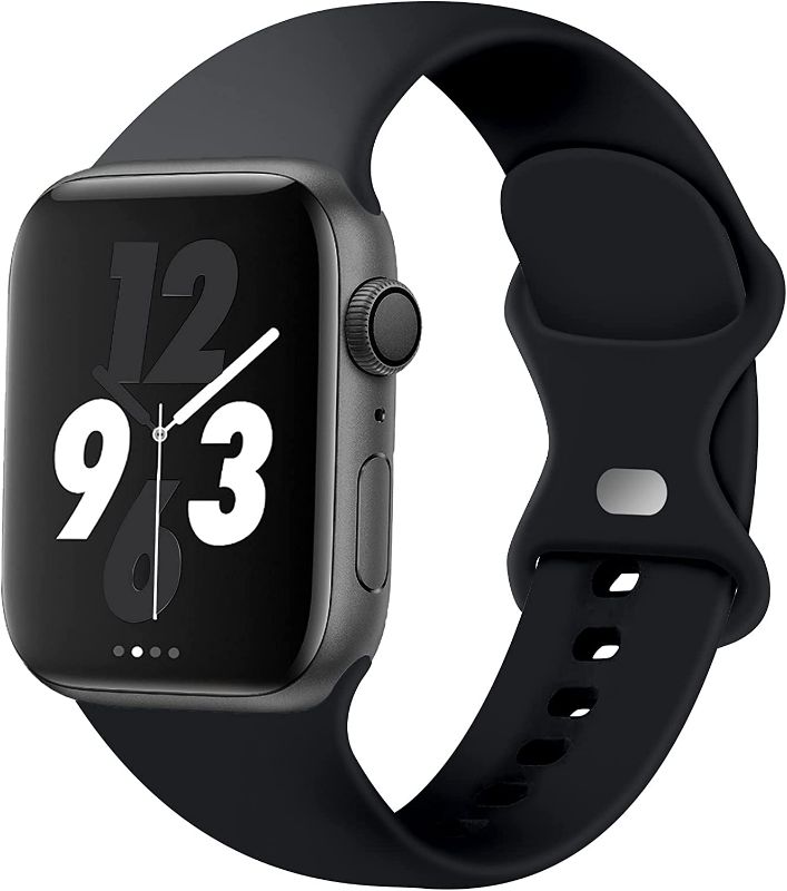 Photo 1 of Acrbiutu Bands Compatible with Apple Watch42mm 44mm, Replacement Soft Silicone Sport Strap Wristbands for iWatch Series SE 8/7/6/5/4/3/2/1 Women Men, Black New
