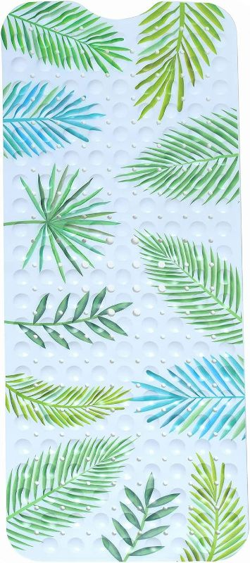 Photo 1 of Bathsafe Extra Long Bathtub Mat Non-Slip Suction Cups Shower Mat Durable Bath Mat for Kids Toddler Baby with Drain Holes Suction Cups,40X16Inch,Nordic Leaves New