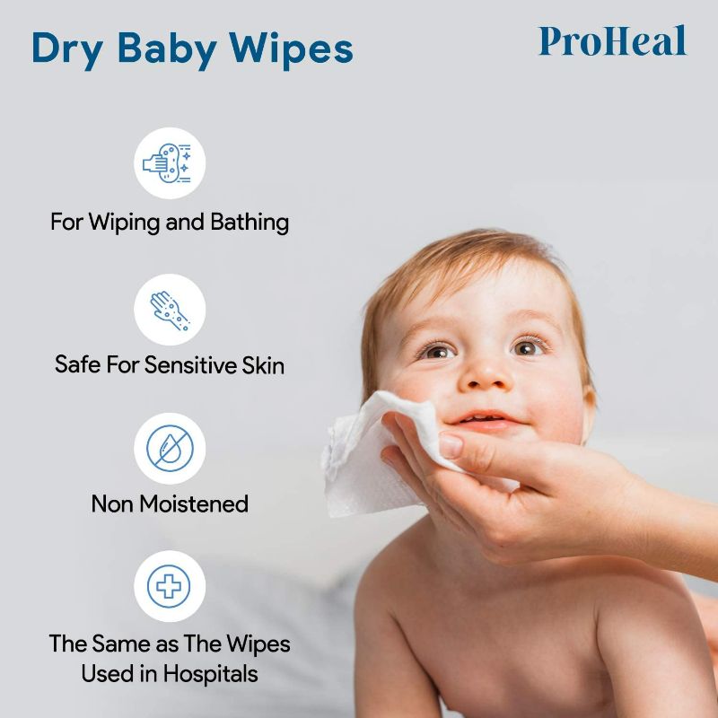 Photo 3 of Disposable Dry Wipes for Baby and Adults, 150 Count (5 Pack) - Ultra Soft Cotton Tissue Washcloths - 7" x 13" Travel Size - Non-Moistened Cleansing Cloths for Adults, Incontinence, Baby, Body and Face New