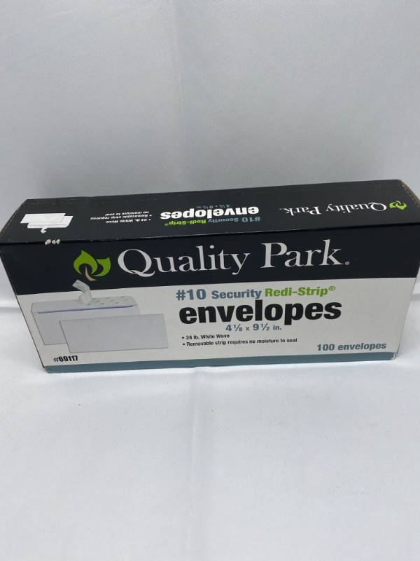 Photo 5 of Quality Park #10 Self-Seal Security Envelopes, Security Tint and Pattern, Redi-Strip Closure, 24-lb White Wove, 4-1/8" x 9-1/2", 100/Box (QUA69117) New