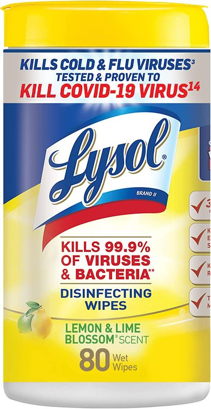 Photo 1 of Lysol Disinfectant Wipes, Multi-Surface Antibacterial Cleaning Wipes, For Disinfecting and Cleaning, Lemon and Lime Blossom, 80 Count (Pack of 4)