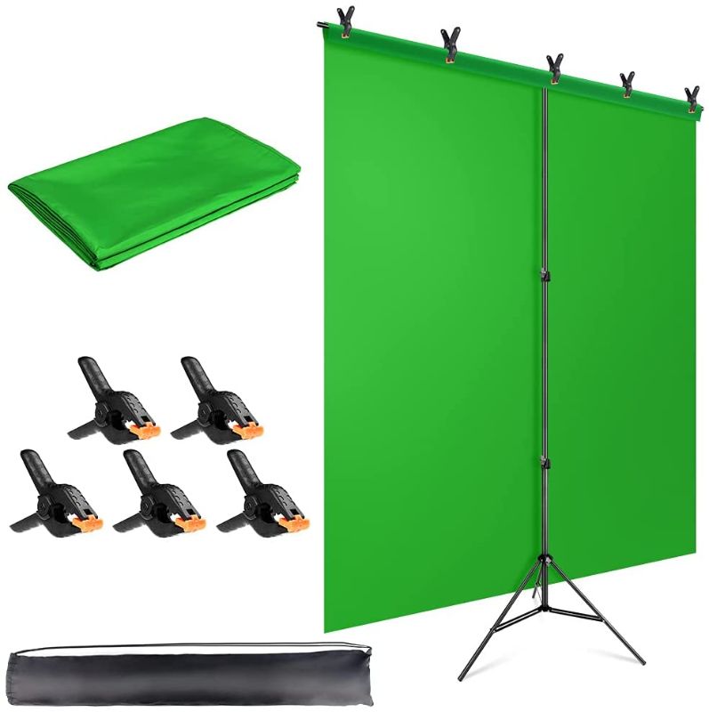 Photo 1 of 1.5 X 2 M T SHAPED BACKGROUND SUPPORT PHOTO STAND, GREEN, WHITE AND BLACK COLORS